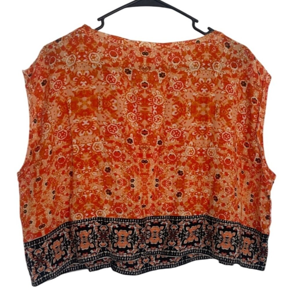 Free People Orange Cropped Sleeveless Top S Boho Resort Lightweight - Picture 3 of 4